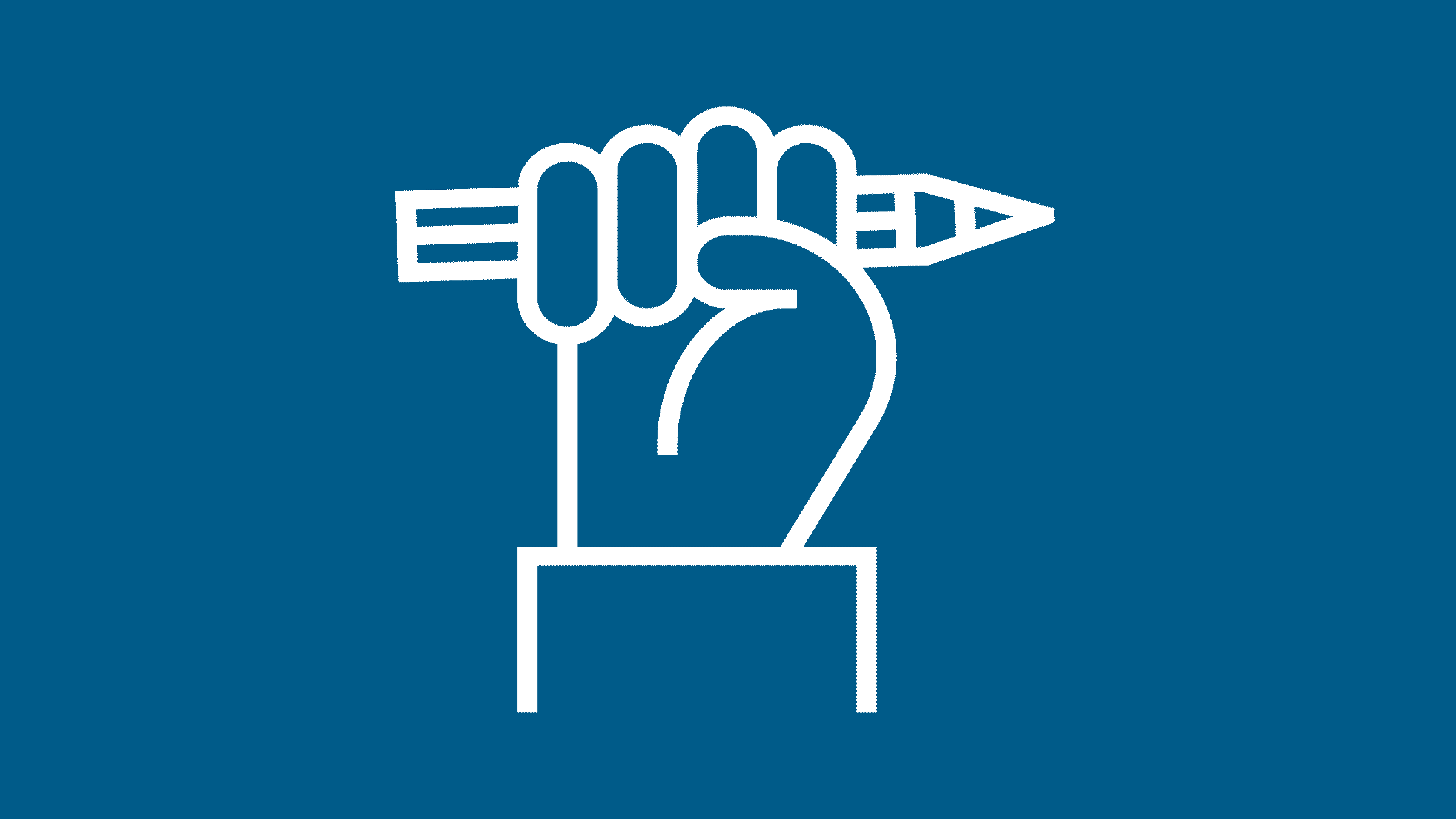 Ikon som visar en hand som håller en penna