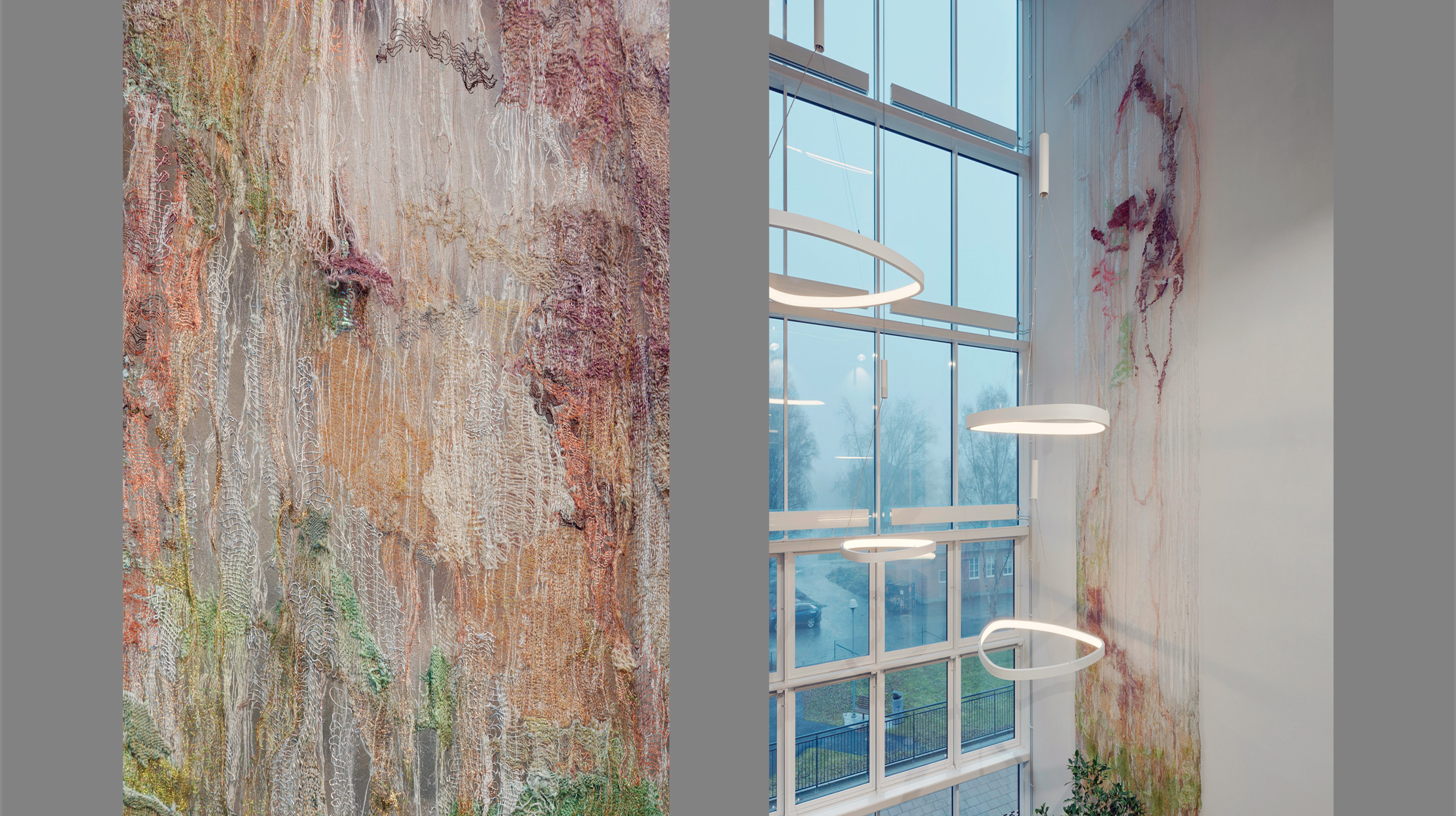 Verket Andromedas ros, i närbild och på lite håll hängande mot väggen