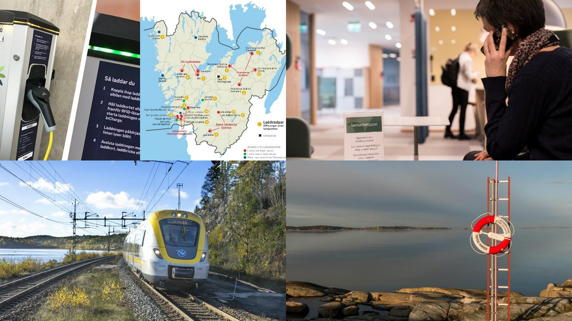 Collage med foton från områden där man har nytta av öppna data
